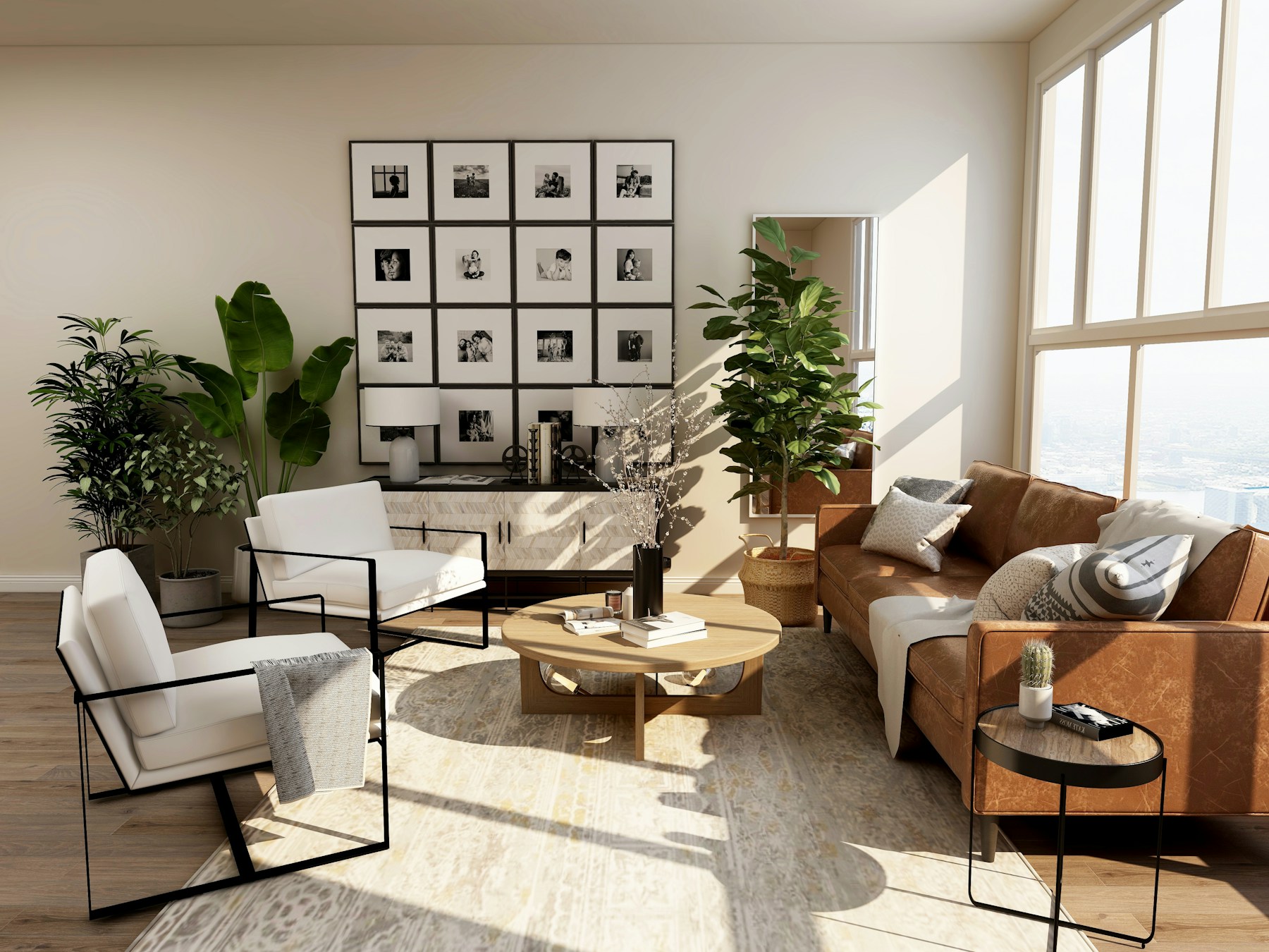 Light-filled Lowell interior with wallcovering with wallcovering